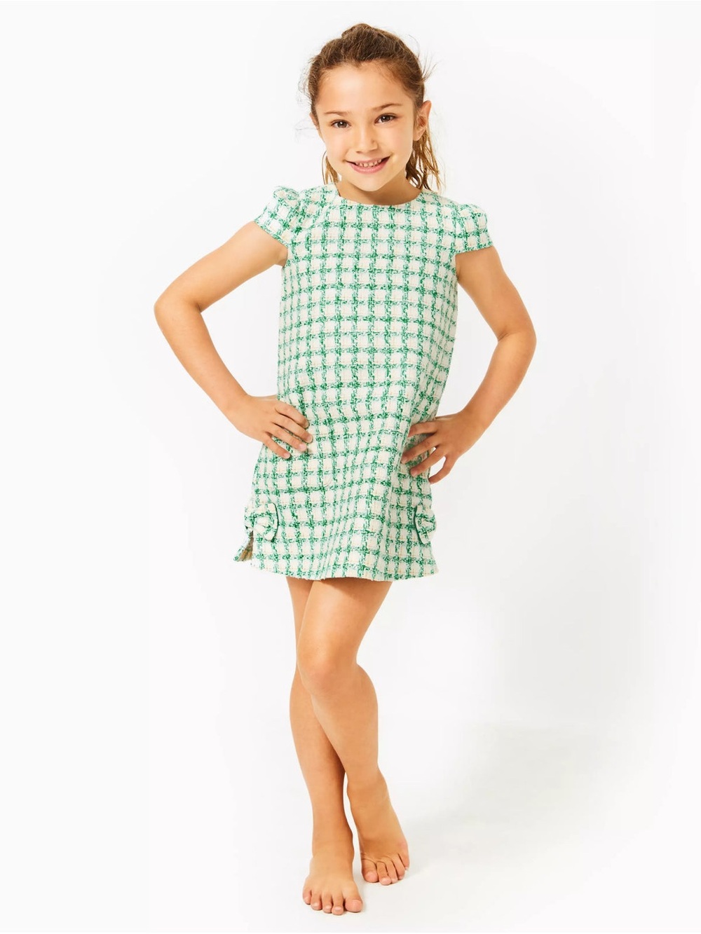 Little lilly short sleeve Lilly Pulitzer Green and White Tweed Shift Dress